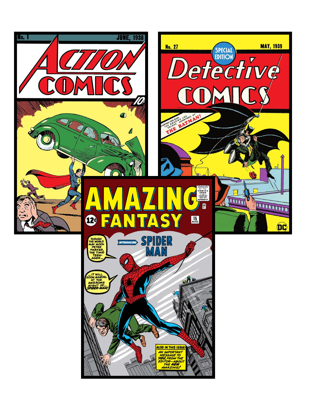 First Comics Set | First Comic of Spiderman, Superman and Batman